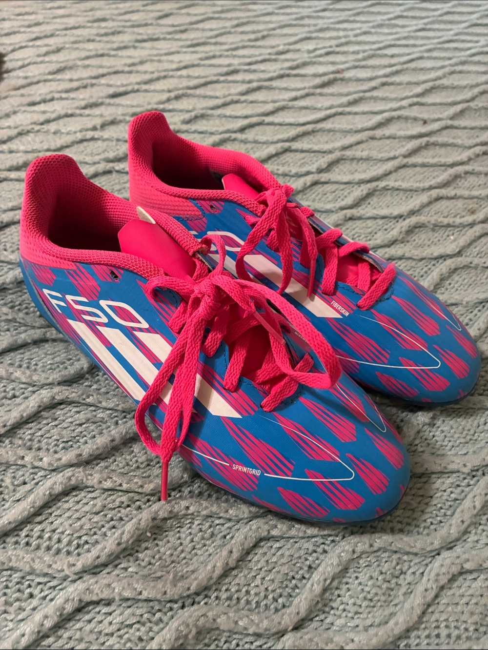 adidas Kids Blue and Pink Soccer Cleats